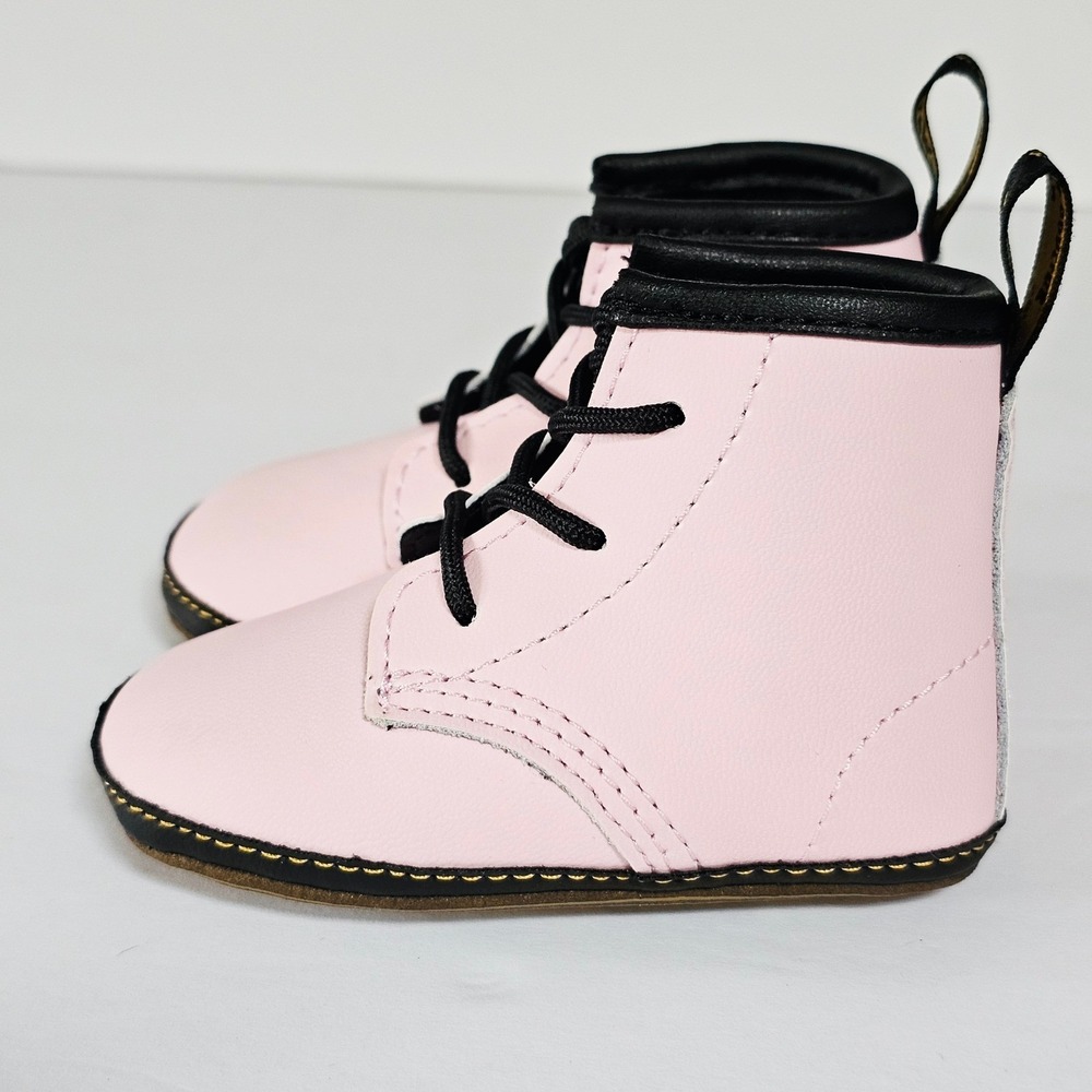 Infant Dr Martens Pink Crib Boots Soft Sole Lace Up Baby Shoes 1460 Style - Picture 4 of 12